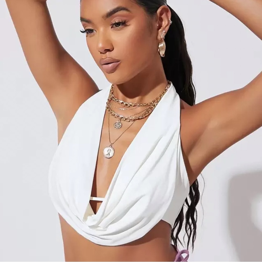 SHEIN White Drape Crop Top